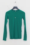 BASERANGE Spring/Summer 2025 Collection: French Organic Cotton Long-Sleeve T-Shirt with Cut-Out Heart Design (BAS-TTHLS-CR-AU25-MIRA GREEN) (TOHLS TTHLS)